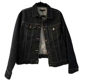 Uniqlo Classic Dark Blue Workwear Retro Boho Preppy Minimal Denim Jean Jacket-M